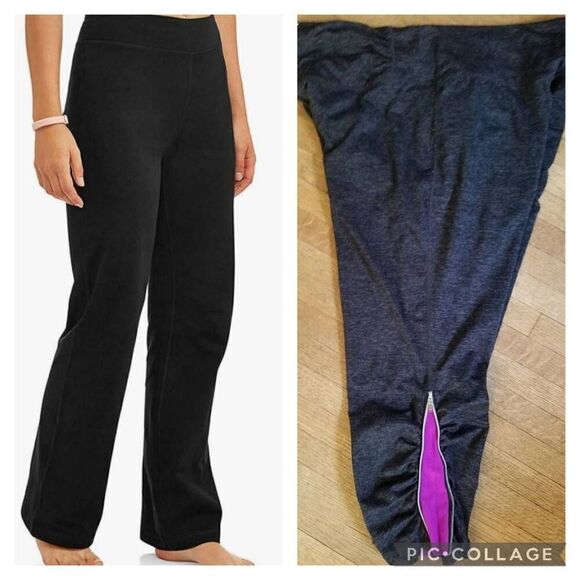 💕Athletic/Tangerine SET OF 2 XL leggings.  1-black wide legg 1-grey capris with - Picture 1 of 14